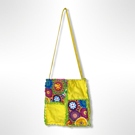 Geometric Circle Flower Fluffy Rag Bag