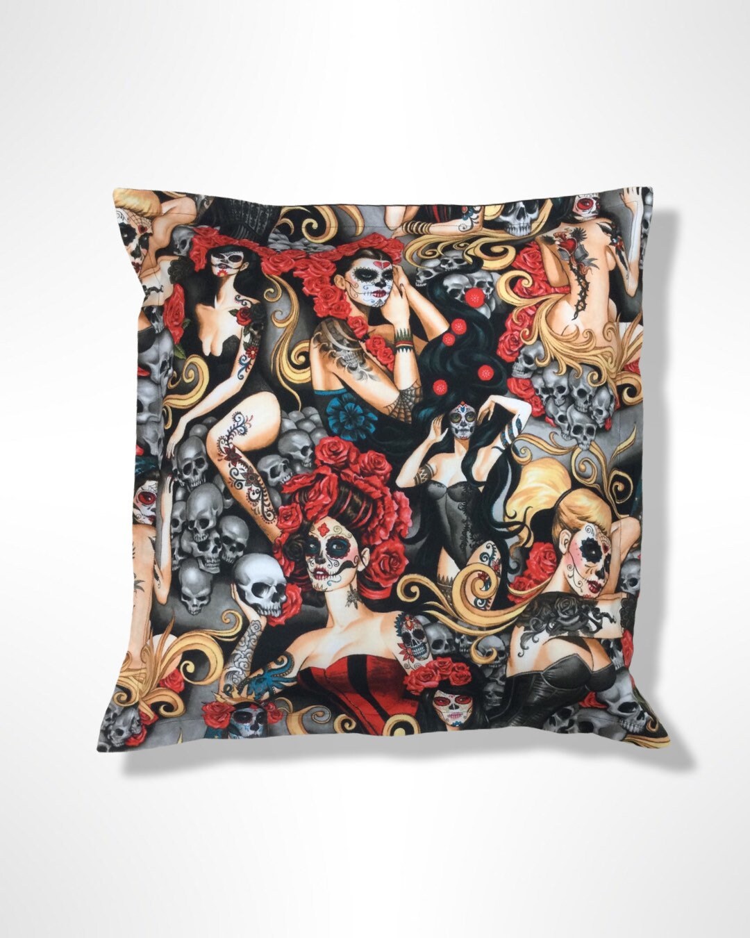 Sugar Skull Pin-Ups Large Pillow