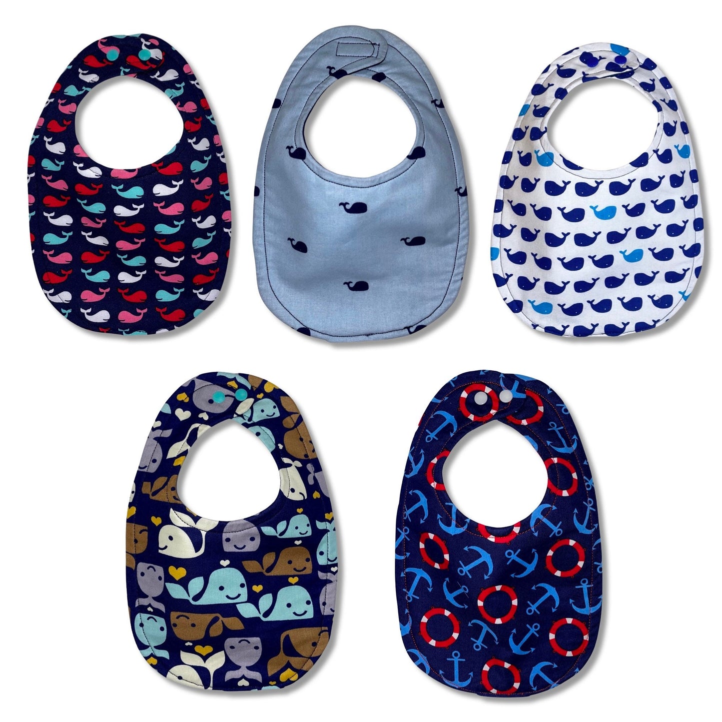 Nautical Whales Bib