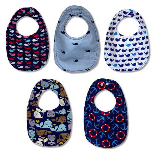 Nautical Whales Bib